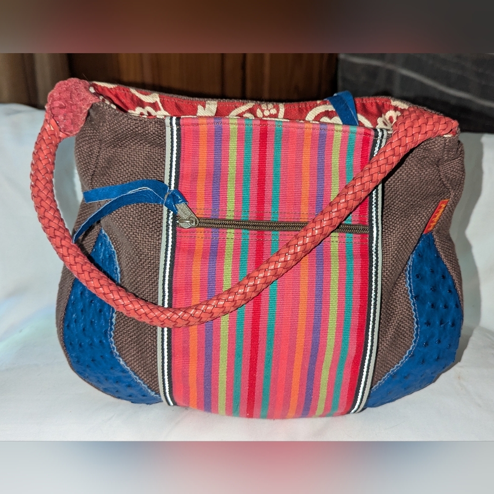 Vintage Roland Furst Mixed Media  Shoulder Bag with Braided Handle